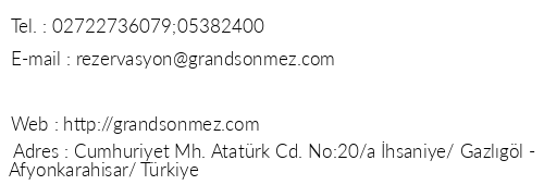 Grand Snmez Apart Otel telefon numaralar, faks, e-mail, posta adresi ve iletiim bilgileri